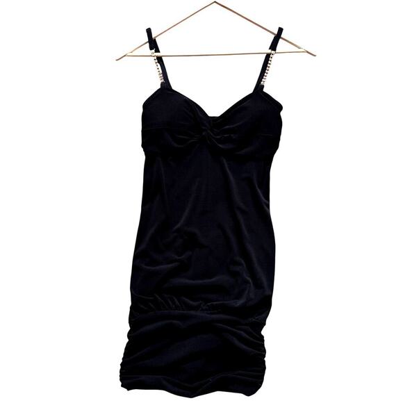 VTG Y2K Ruby Rox Banded Bottom Black Dress Women's Size Medium - Picture 1 of 5